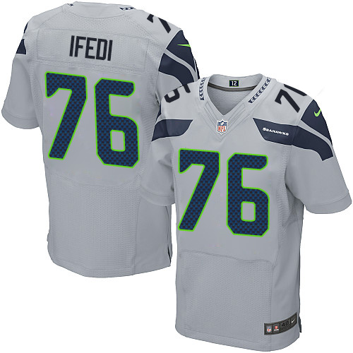 Men's Elite Germain Ifedi Nike Jersey Grey Alternate - #76 NFL Seattle Seahawks